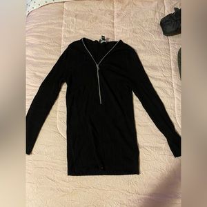 long sleeve body con woolen shirt with zipper